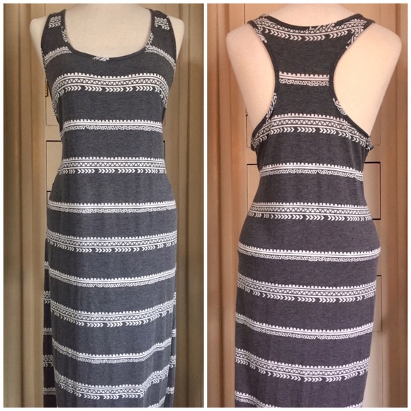 Grey and white Tribal print Razorback Maxi dress - Picture 5 of 5